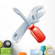Crossed spanner and screwdriver Wall Decal
