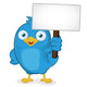 Blue Bird Holding Sign Wall Decal