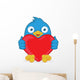 Blue Bird Holding Heart Love Wall Decal