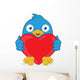 Blue Bird Holding Heart Love Wall Decal