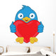 Blue Bird Holding Heart Love Wall Decal