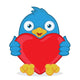 Blue Bird Holding Heart Love Wall Decal