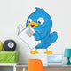 Blue Bird Reading a Newspaper Wall Decal