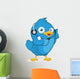 Blue Bird Listening to Music Wall Decal