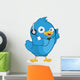 Blue Bird Listening to Music Wall Decal