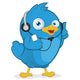 Blue Bird Listening to Music Wall Decal