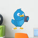 Blue Bird Holding Tablet PC Wall Decal