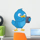 Blue Bird Holding Tablet PC Wall Decal