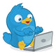 Blue Bird with Laptop Wall Decal