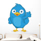 Blue Bird Waving Wall Decal