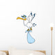 Cute Cartoon Stork Delivery a Baby Boy Wall Decal