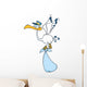 Cute Cartoon Stork Delivery a Baby Boy Wall Decal