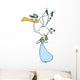 Cute Cartoon Stork Delivery a Baby Boy Wall Decal