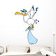 Cute Cartoon Stork Delivery a Baby Boy Wall Decal