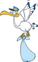 Cute Cartoon Stork Delivery a Baby Boy Wall Decal