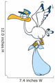 Cute Cartoon Stork Delivery a Baby Boy Wall Decal
