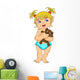 Cute Little Girl Holding a Doll Wall Decal