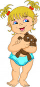 Cute Little Girl Holding a Doll Wall Decal