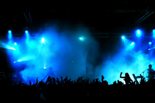 Cheering crowd at concert, musicians on the stage Wall Mural