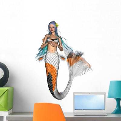 Mermaid Wall Decal shown on a wall