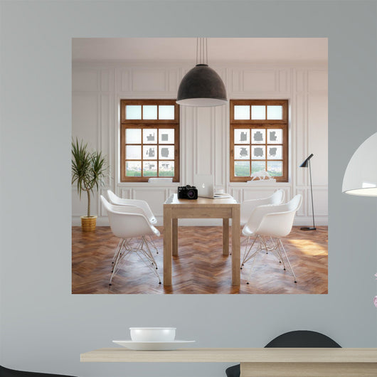 Elegance Dining Room With Classic Wooden Table And Cozy Chairs 