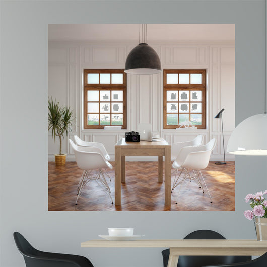 Elegance Dining Room With Classic Wooden Table And Cozy Chairs 
