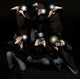 Retro style paparazzi press photographers with vintage cameras Wall Mural