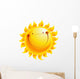 Happy yellow smiling sun cartoon character 