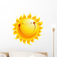 Happy yellow smiling sun cartoon character 