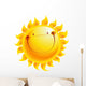 Happy yellow smiling sun cartoon character 