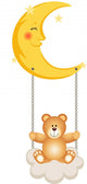 Teddy Bear Swinging in Moon Wall Decal