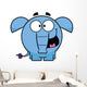 Happy Blue Elephant Wall Decal