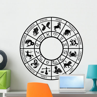 Zodiac Sign Horoscope Icons Wall Decal shown on a wall