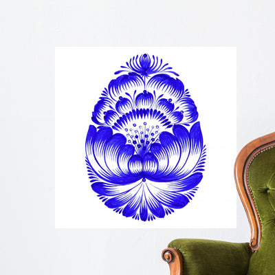 Floral Decorative Ornament Easter Wall Decal shown on a wall