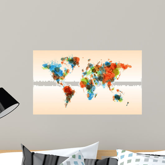 Grunge colorful world map 