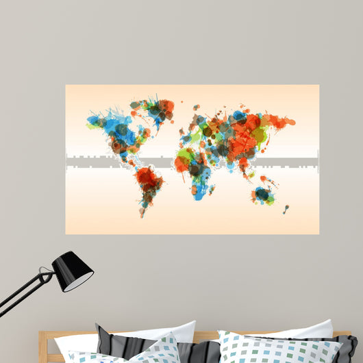 Grunge colorful world map 