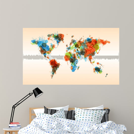 Grunge colorful world map 