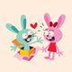 bunnies in love Wall Decal