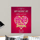 Red valentines day greeting card  with  heart and wishes text, 