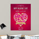 Red valentines day greeting card  with  heart and wishes text, 
