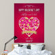 Red valentines day greeting card  with  heart and wishes text, 