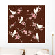 Bird on floral twig set Wall Decal
