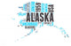 Alaska USA state map tag cloud Wall Decal