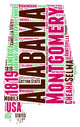 Alabama USA State Map Tag Cloud Wall Decal