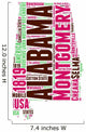 Alabama USA State Map Tag Cloud Wall Decal