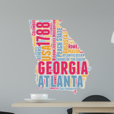 Georgia Usa State Map Wall Decal shown on a wall
