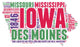 Iowa USA State Map Tag Cloud Wall Decal