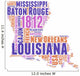 Louisiana USA State Map Tag Cloud Wall Decal