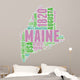 Maine USA State Map Tag Cloud Wall Decal