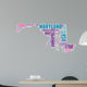 Maryland USA State Map Tag Cloud Wall Decal